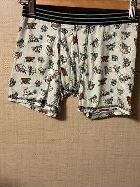 Disney Boys Light Blue Airplane Boxer Briefs with Navy Waistband